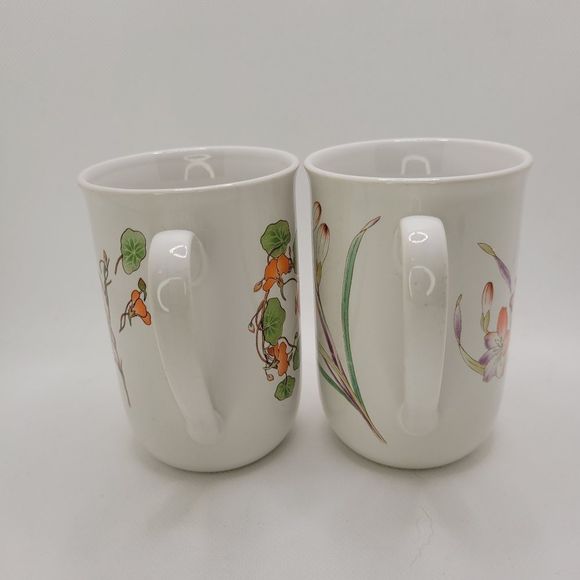 Natures Gold Vintage Korea Al Mar Floral 8 Oz Set Of 2 Coffee Tea Cups - Picture 7 of 11